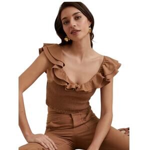 Anthropologie Maeve Ruffled Smocked Crop Top 0P